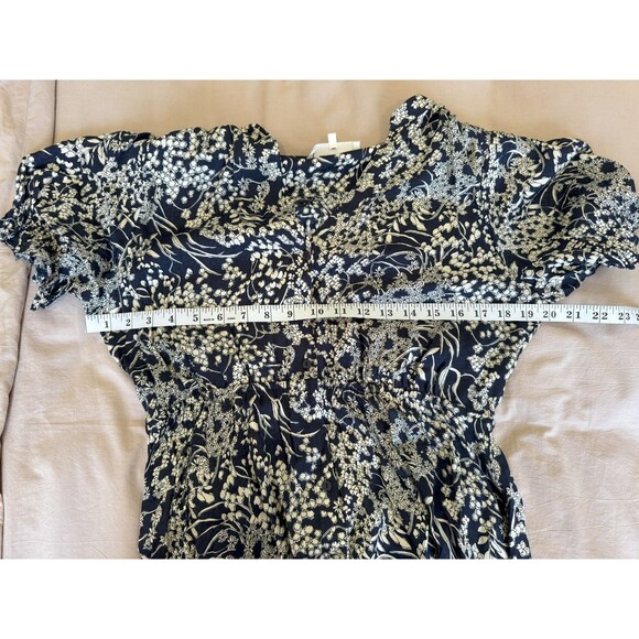 ba&sh Womens 2 Cream Floral Short Sleeve V-Neck Elastic Waist Maia Mini Dress - Picture 3 of 6